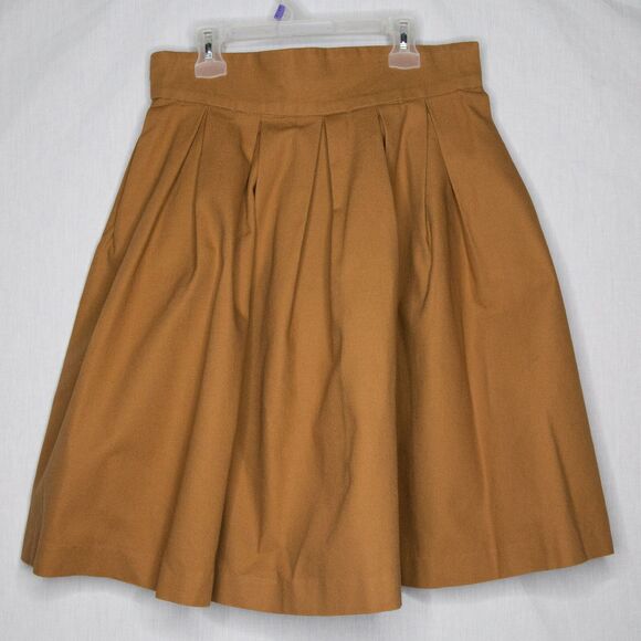 Ann Mashburn Skirt Womens Brown Box Pleats Pockets Preppy Sz Medium - Picture 1 of 4